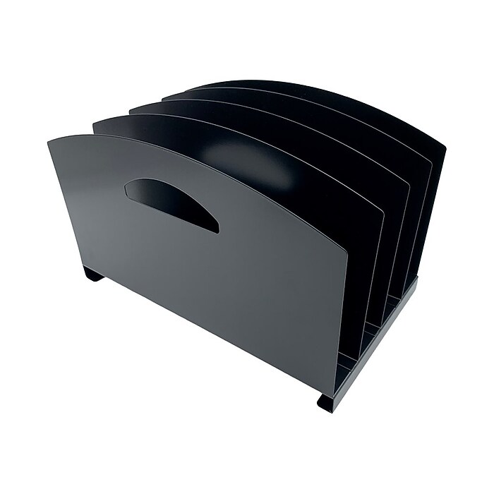Huron Vertical 4-Compartment Steel File Organizer, Black (HASZ0169