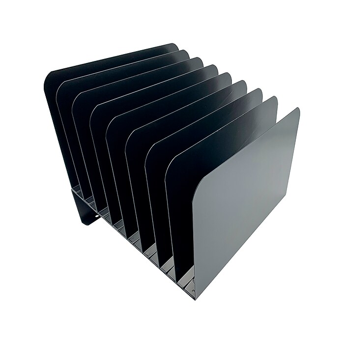 Huron Vertical 8-Compartment Steel Desk Organizer, Black (HASZ0156