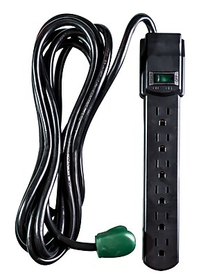 GoGreen Power 12′ Surge Protector, 6 Outlet, Black (GG-16103M-12BK) Simolary simolary.com