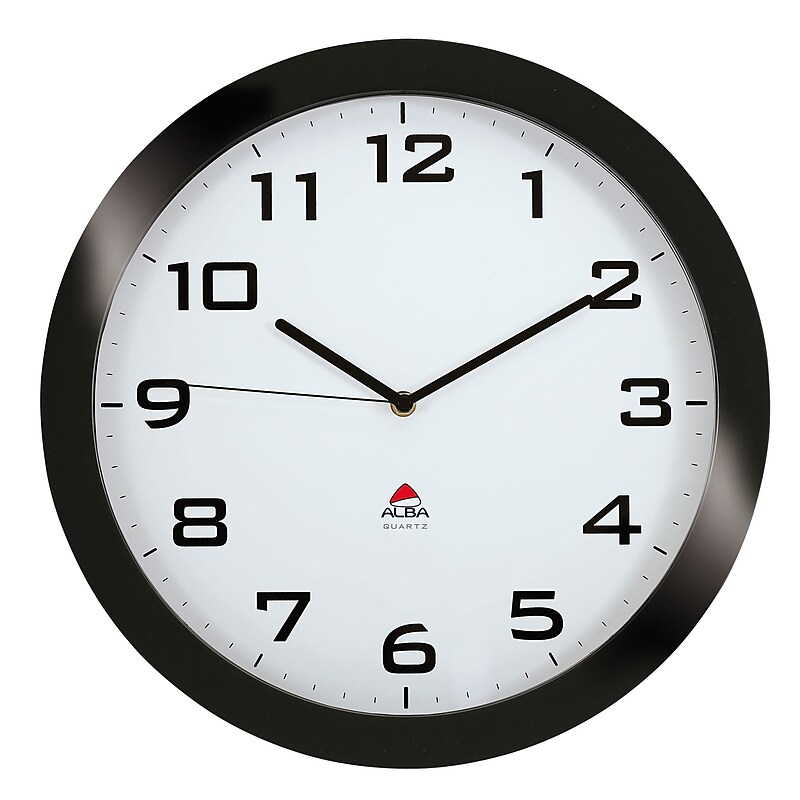 ALBA Silent Wall Clock with Quartz Mechanism, Black, 15" (HORISSIMON) image 1
