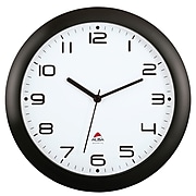 ALBA 12” Black Silent Wall Clock, Quartz Mechanism, Black (HORNEWN)