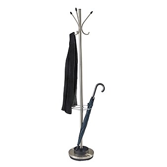 Adesso® Metal Coat Tree and Umbrella Stand, Brushed Steel (WK2058-22)