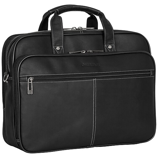Heritage Black Colombian Leather Computer Case, up to 16