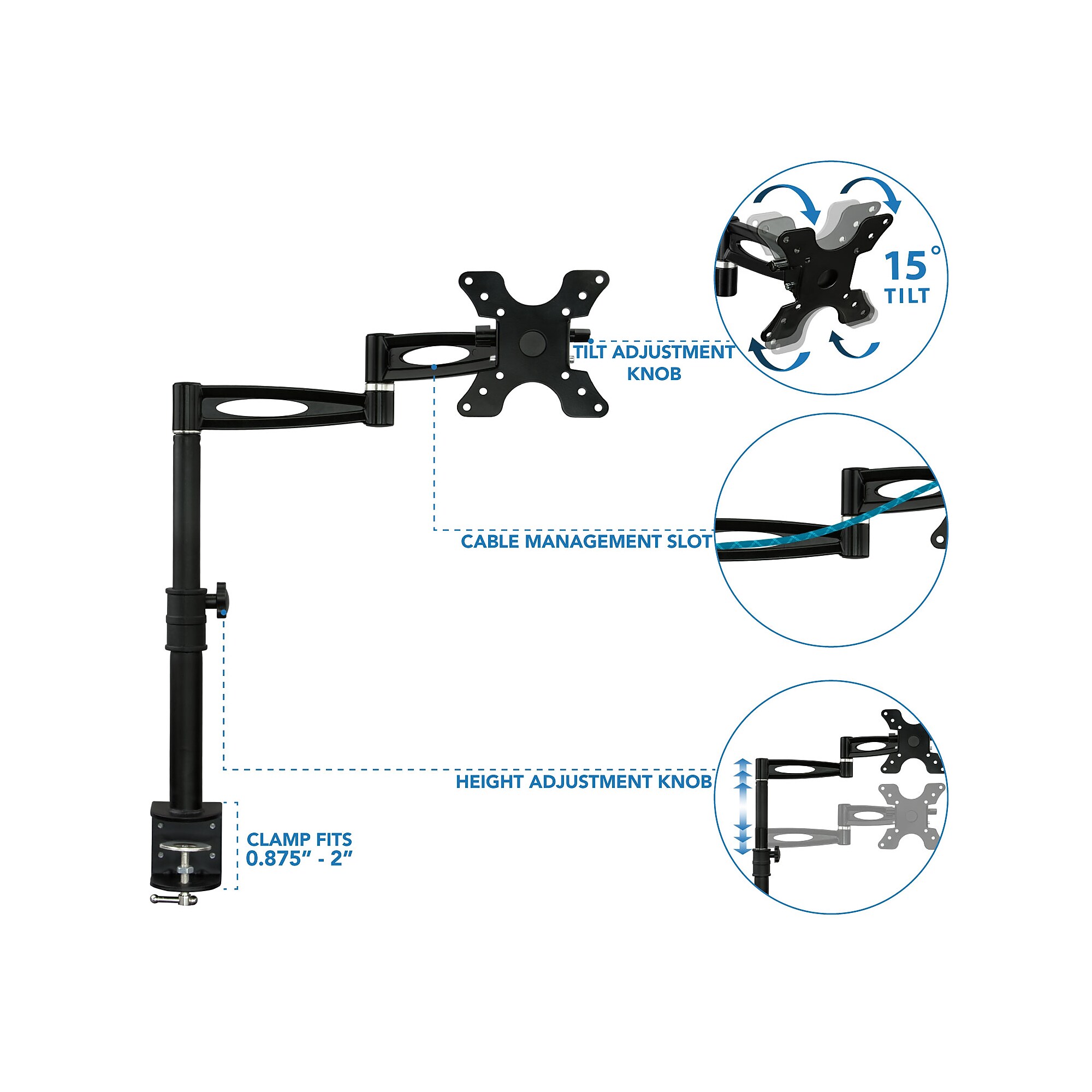 Mount-lt! Adjustable Monitor Arm, Up to 30″, Black (MI-705) Sansujyuku sansujyuku.com