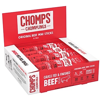 Chomps Chomplings Mini Original Beef Meat Sticks, 24/Box (ZHO00480)