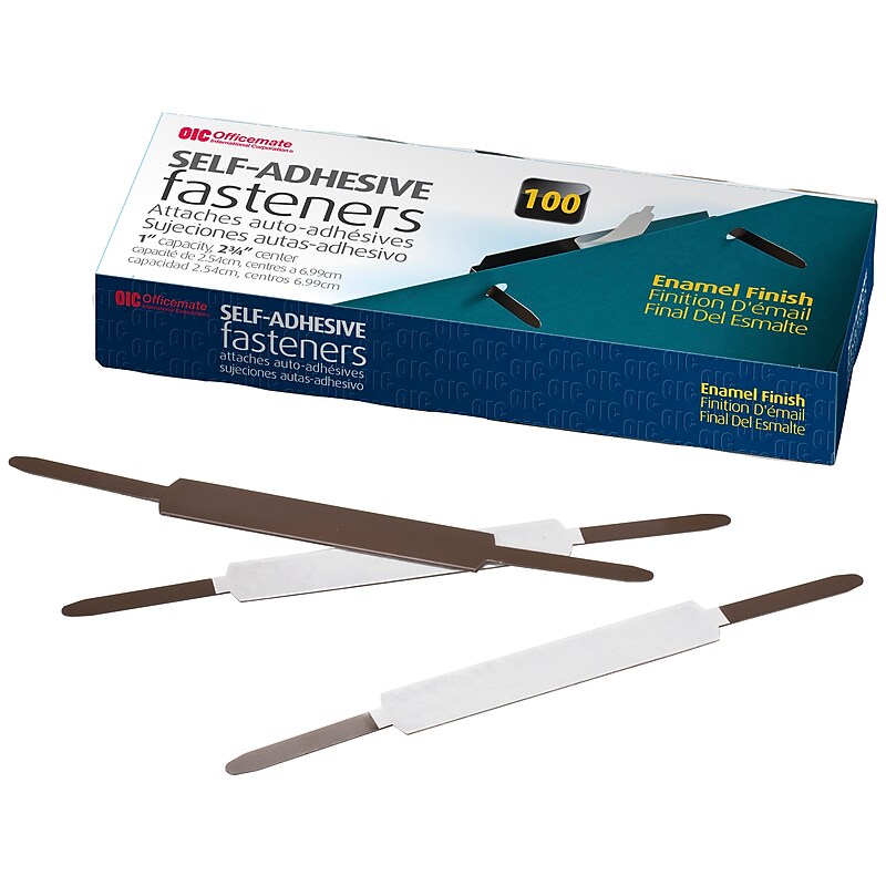 Officemate Prong Fastener, 1" Capacity, Brown, 100/Box (99875) image 1