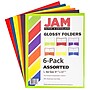 JAM Paper Laminated 2-Pocket Glossy 2-Pocket Cardstock Presentation Folder, Assorted, 6/Pack (385GASSRTD)~#|#~sp96296996_sc7