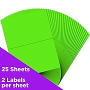 JAM Paper Shipping Labels, Half Page, 5 1/2" x 8 1/2", Neon Green, 50/Pack (359429626)