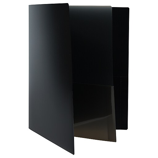 JAM Paper Heavy Duty 4Pocket Plastic Folders, Black, 2/Pack (389MP4bl