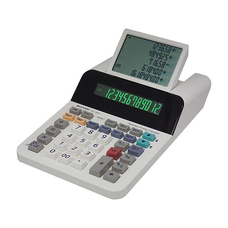 Sharp EL-1501 12-Digit Desktop Calculator, White image 1