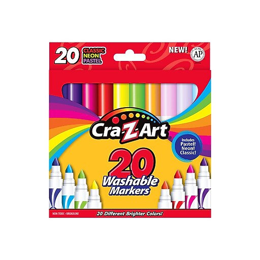 Cra-Z-Art Washable Markers, Broad Point, Assorted Colors, 20