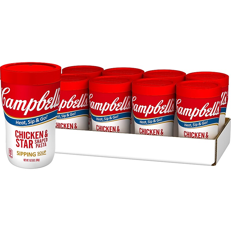 Campbell's On The Go Chicken Star Pasta Soup, 10.75 oz., 8/Pack (15076) image 1