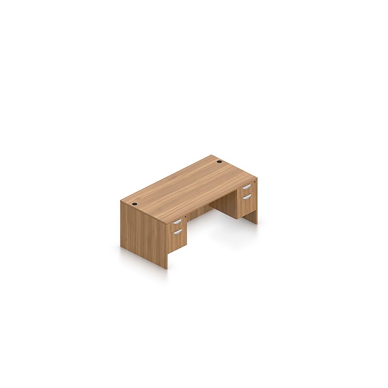 Offices To Go Superior Laminate Double Pedestal Desk, Autumn Walnut (TDOTG18-AWL) image 1