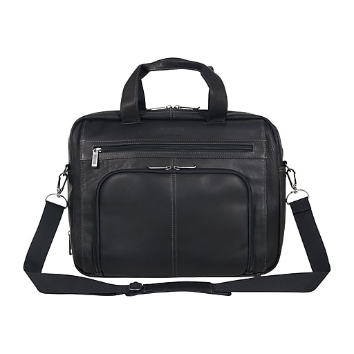 KENNETH COLE REACTION Laptop Briefcase, Black Leather (524465S) at Staples