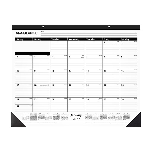 2021 AT-A-GLANCE 19" x 24" Desk or Wall Calendar, White ...