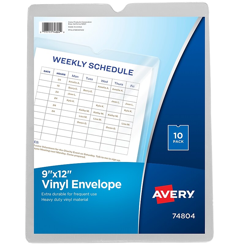 Avery Heavyweight Sheet Protectors, 9" x 12", Clear, 10/Pack (74804) image 1