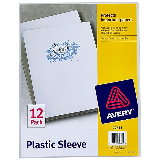 Avery Sleeve Report Covers, Letter, Clear, 12/Pack (72311) Staples