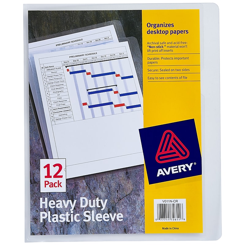 Avery Heavyweight Sheet Protectors, 8.5" x 11", Clear, 12/Pack (72611) image 1