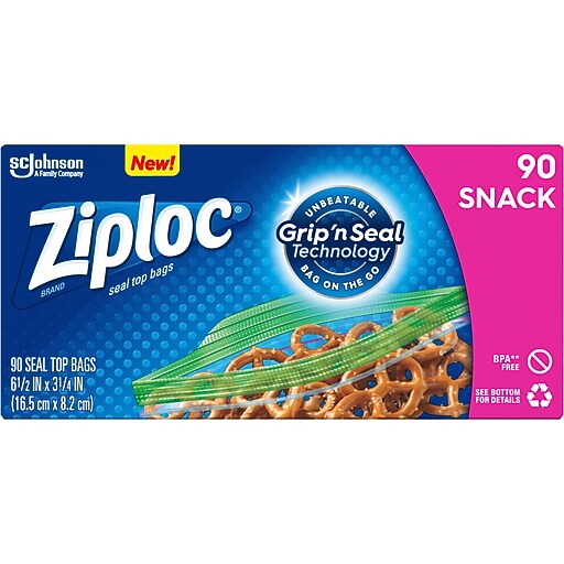 Ziploc Grip 'n Seal Snack Bags, 90/Pack (664434) | Staples