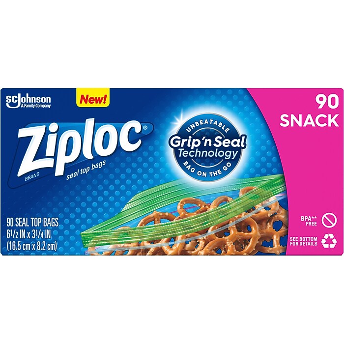 Ziploc Grip 'n Seal Snack Bags, 90/Pack (664434) | Staples