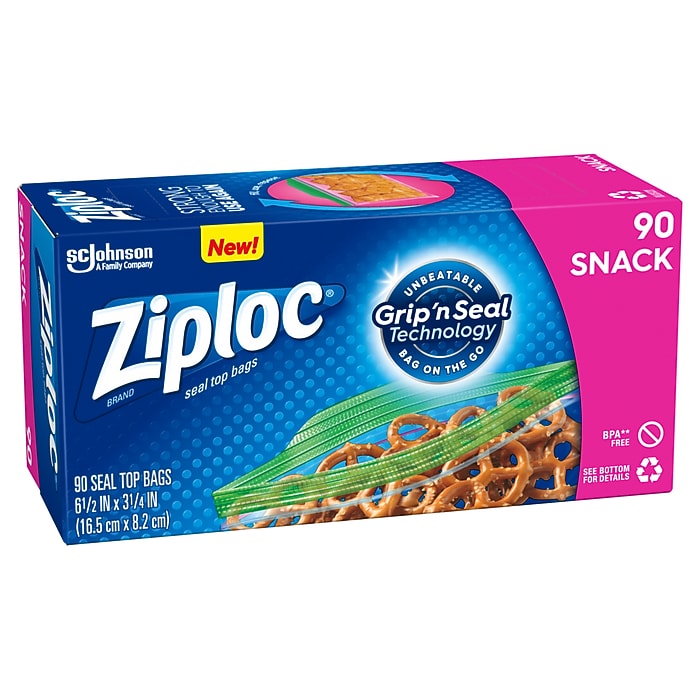 Ziploc Grip 'n Seal Snack Bags, 90/Pack (664434) | Staples