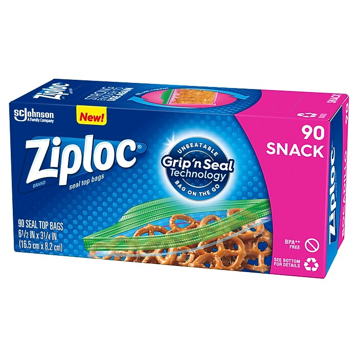 Ziploc Grip 'n Seal Snack Bags, 90/Pack (664434) | Staples