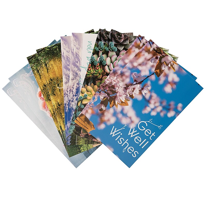 JAM Paper Nature Get Well Get Well Cards with Envelopes, 4" x 6", Multicolor, 10/Pack (95227795) image 1