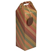 JAM PAPER Wine Gift Box with Tag, 4 4/5" x 4 4/5" x 17", Striped Kraft Christmas (2962553I)