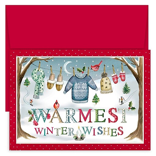 JAM Paper® Christmas Card Set, Christmas Sleigh Holiday Cards, 18/pack