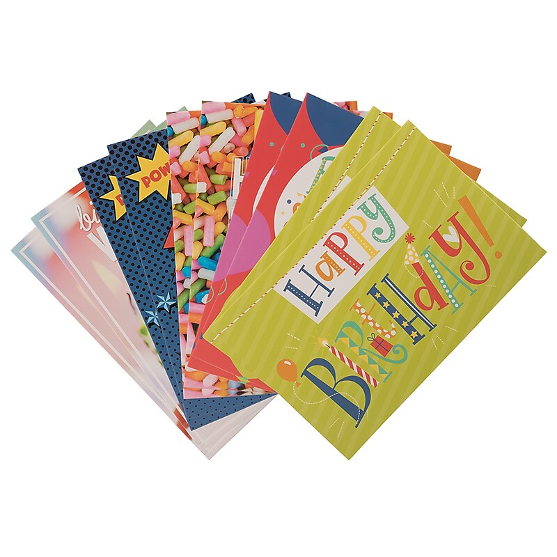 JAM Paper Happy Birthday  Cards with Envelopes, 4" x 6", Multicolor, 10/Pack (95224270) image 1