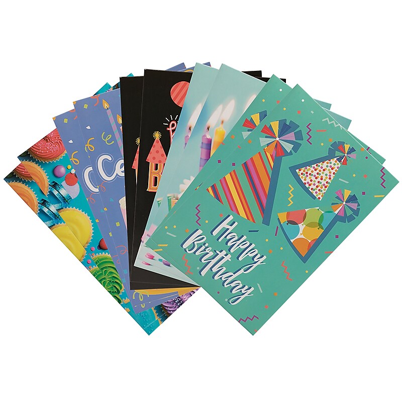 JAM Paper Birthday Bash Birthday Cards with Envelopes, 4" x 6", Multicolor, 10/Pack (95227797) image 1