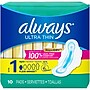 Always Ultra Thin Size 1 Regular Pads With Wings, Unscented, 10/Pack (34966)~#|#~sp97364578_sc7