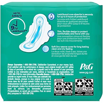 Always Ultra Thin Size 1 Regular Pads With Wings Unscented, 10 Count (34966)