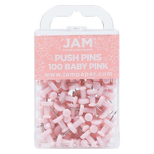 JAM Paper Pushpins, Baby Pink, 100/Pack (222419048) Staples