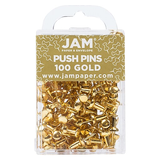 JAM Paper Push Pins, Shiny Gold, 100/Pack (222419051) Staples
