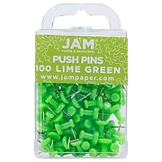 JAM Paper® Colored Pushpins, Lime Green Push Pins, 100/Pack (522416893)