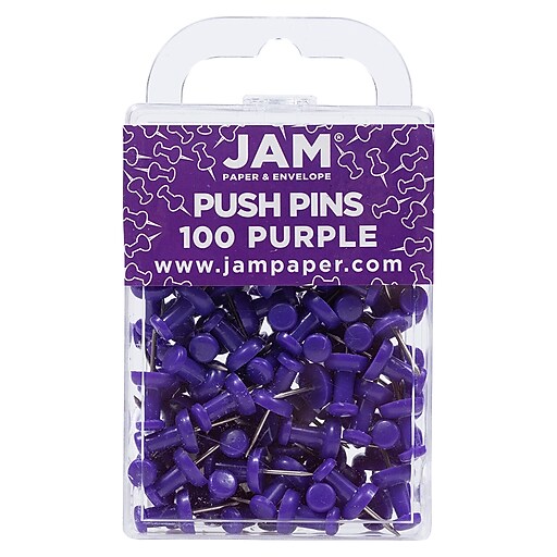 JAM Paper Push Pins, Purple, 100/Pack (222419053) Staples