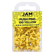 JAM Paper® Colored Pushpins, Yellow Push Pins, 100/Pack (2242959)