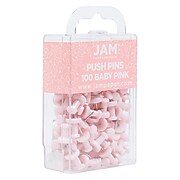 JAM Paper® Colored Pushpins, Baby Pink Push Pins, 100/Pack (222419048)