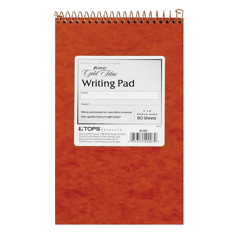 Ampad Gold Fibre Notepad, 5" x 8", College Ruled, White, 80 Sheets/Pad (20-007) image 1