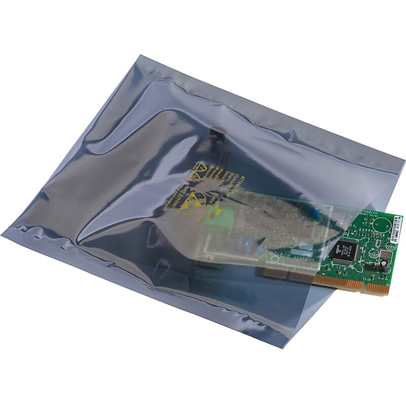 10" x 18" Static Shielding Layflat Poly Bags, 3 Mil, Clear, 100/Carton (4126) image 1