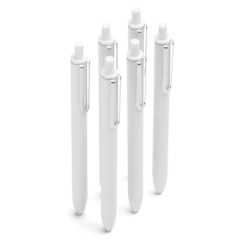 Poppin White Retractable Gel Luxe Pen, Black Ink, 100/Set (104290) image 1