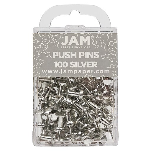 JAM Paper Pushpins, Silver, 100/Pack (222419054) Staples