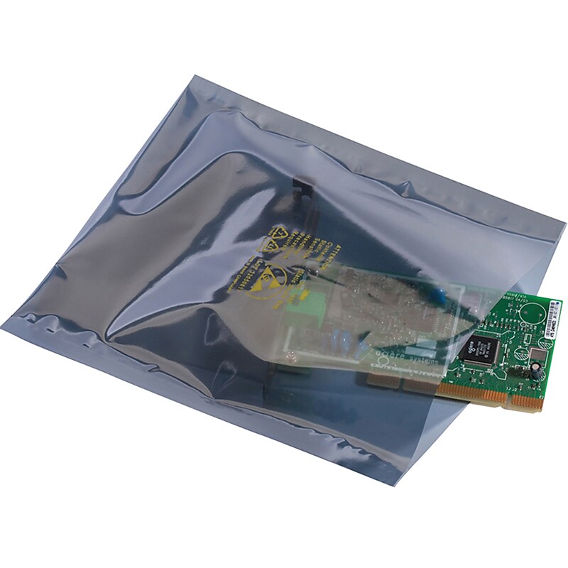 6" x 12" Static Shielding Layflat Poly Bags, 3 Mil, Clear, 100/Carton (4102) image 1