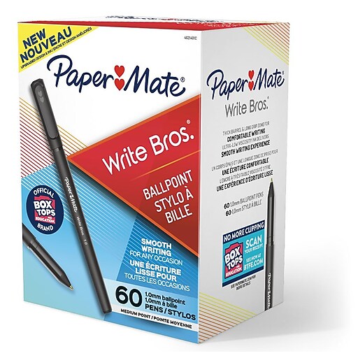 Paper Mate Write Bros. Ballpoint Pen, Medium Point, Black Ink, 60/Pack
