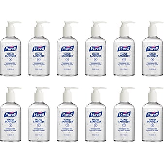 PURELL Advanced Hand Sanitizer Refreshing Gel, Clean Scent, 8 oz Pump Bottle, 12/Pk (4040-12-S)
