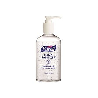 PURELL Advanced Hand Sanitizer Refreshing Gel, Clean Scent, 8 oz Pump Bottle, 12/Pk (4040-12-S)