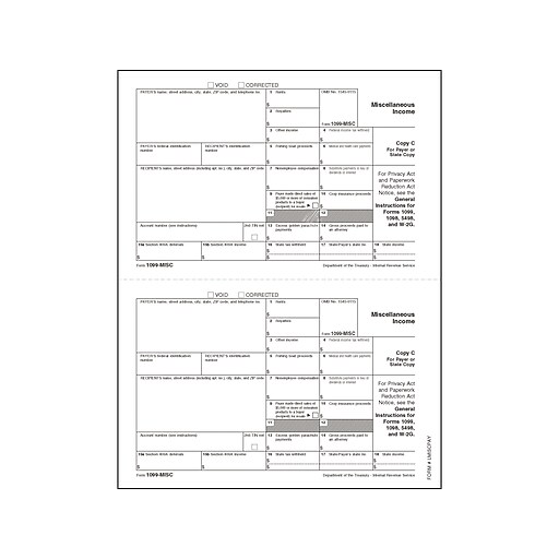 TOPS 2020 1099 MISC Tax Form White 50 Pack LNECPAY S At Staples