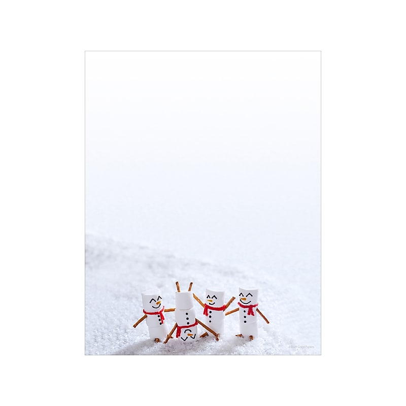 Great Papers! Marshmallow Snowmen Holiday Letterhead, Multicolor, 80/Pack (2020104) image 1