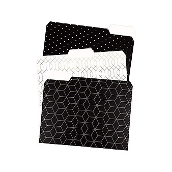 U Brands Modern Classic Fashion File Folders, 3-Tab, Letter Size, Assorted Colors, 12/Pack (3236U06-24)